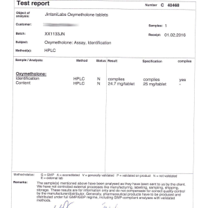 Media 'Jintani Oxymetholone (Batch MN1133JN)' in category 'Analytical Lab Testing'