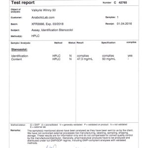 Valkyrie Pharma Winny 50 lab report (May 9, 2016)