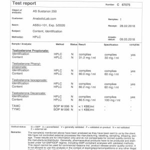 AS Labs Sustanon 250 lab report (March 27, 2018)