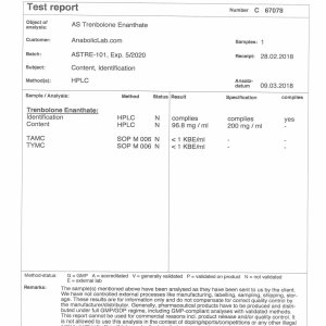 Media 'AS Labs Trenbolone Enanthate lab report (March 27, 2018)' in category 'Analytical Lab Testing'